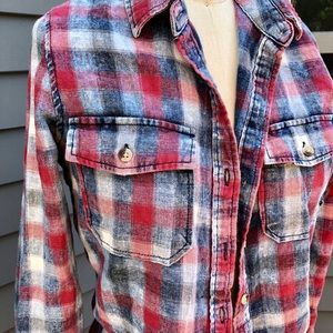 BDG flannel with red, white and blue plaids